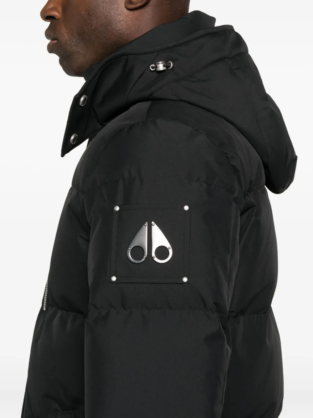 Moose Knuckles Hooded Puffer Jacket In Black