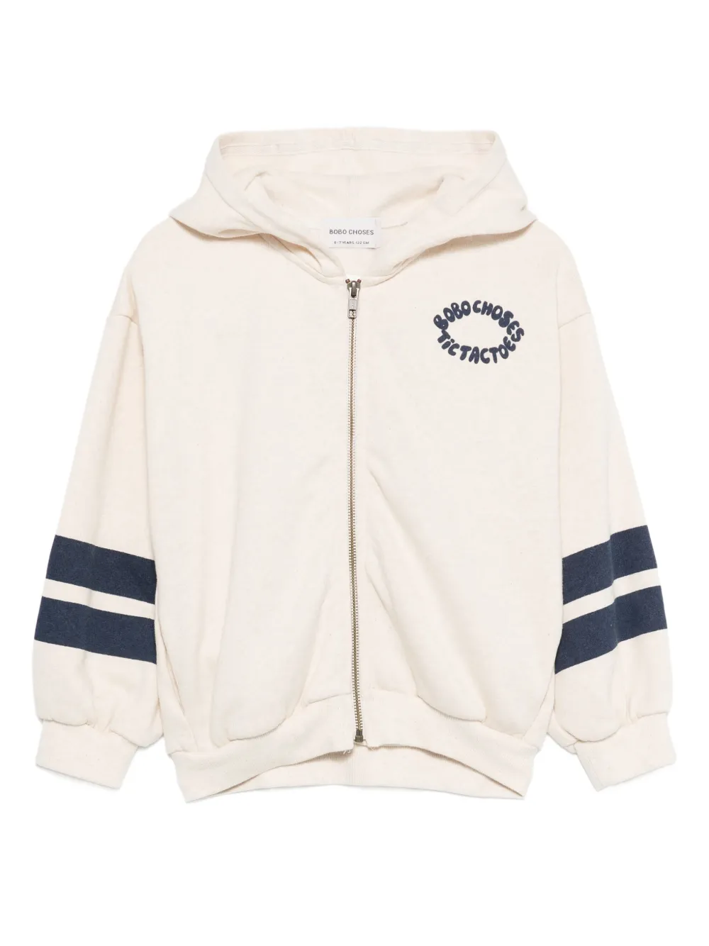 Bobo Choses Stripe-detail Zip-up Hoodie In White