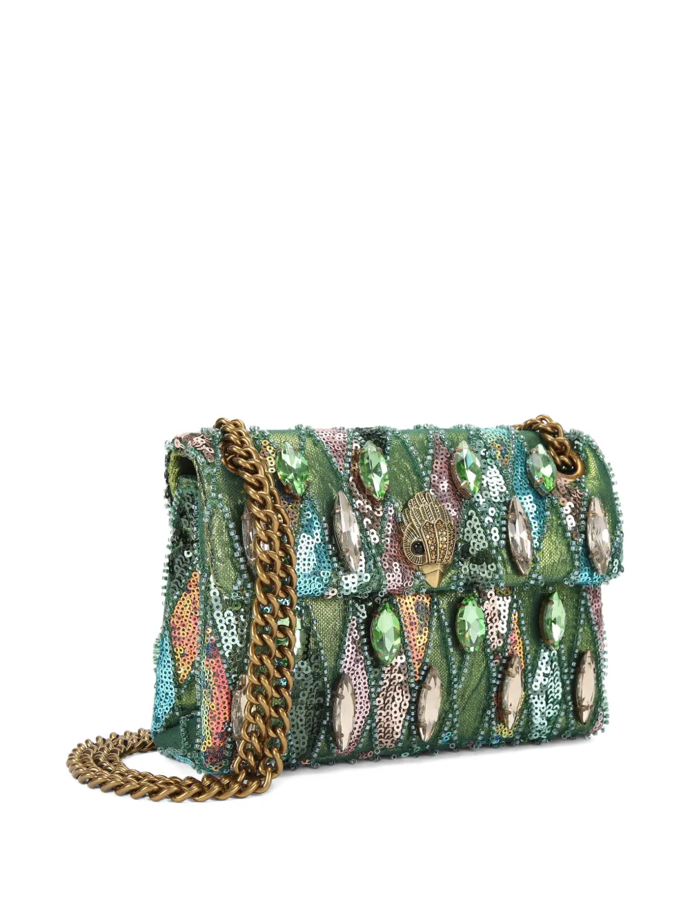 Kurt Geiger London Kensington mini-crossbodytas met kristallen Groen