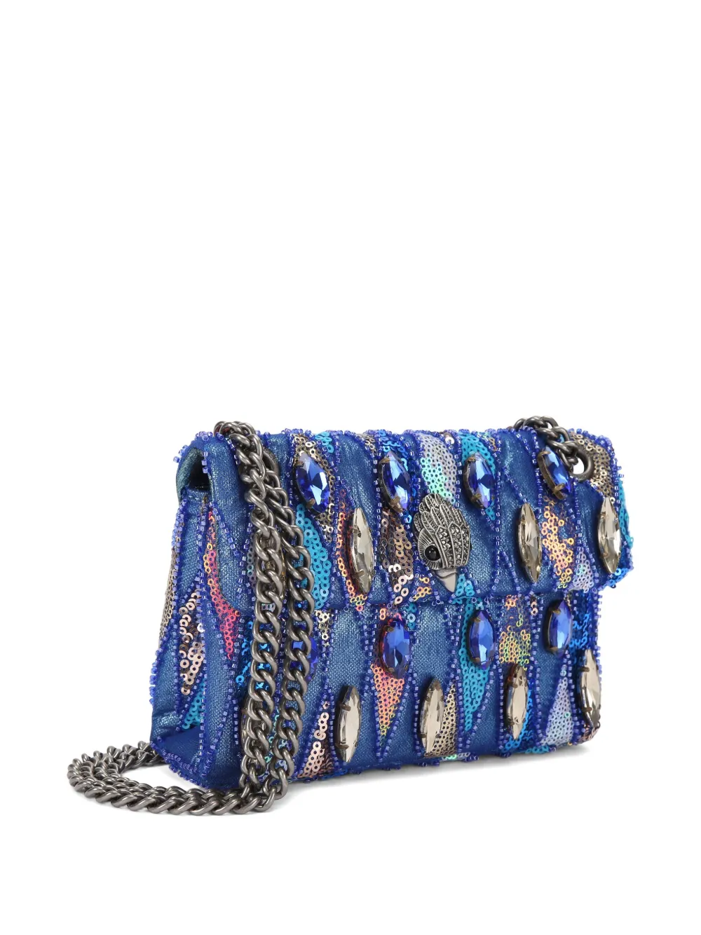 Kurt Geiger London Kensington mini-crossbodytas met kristallen Blauw