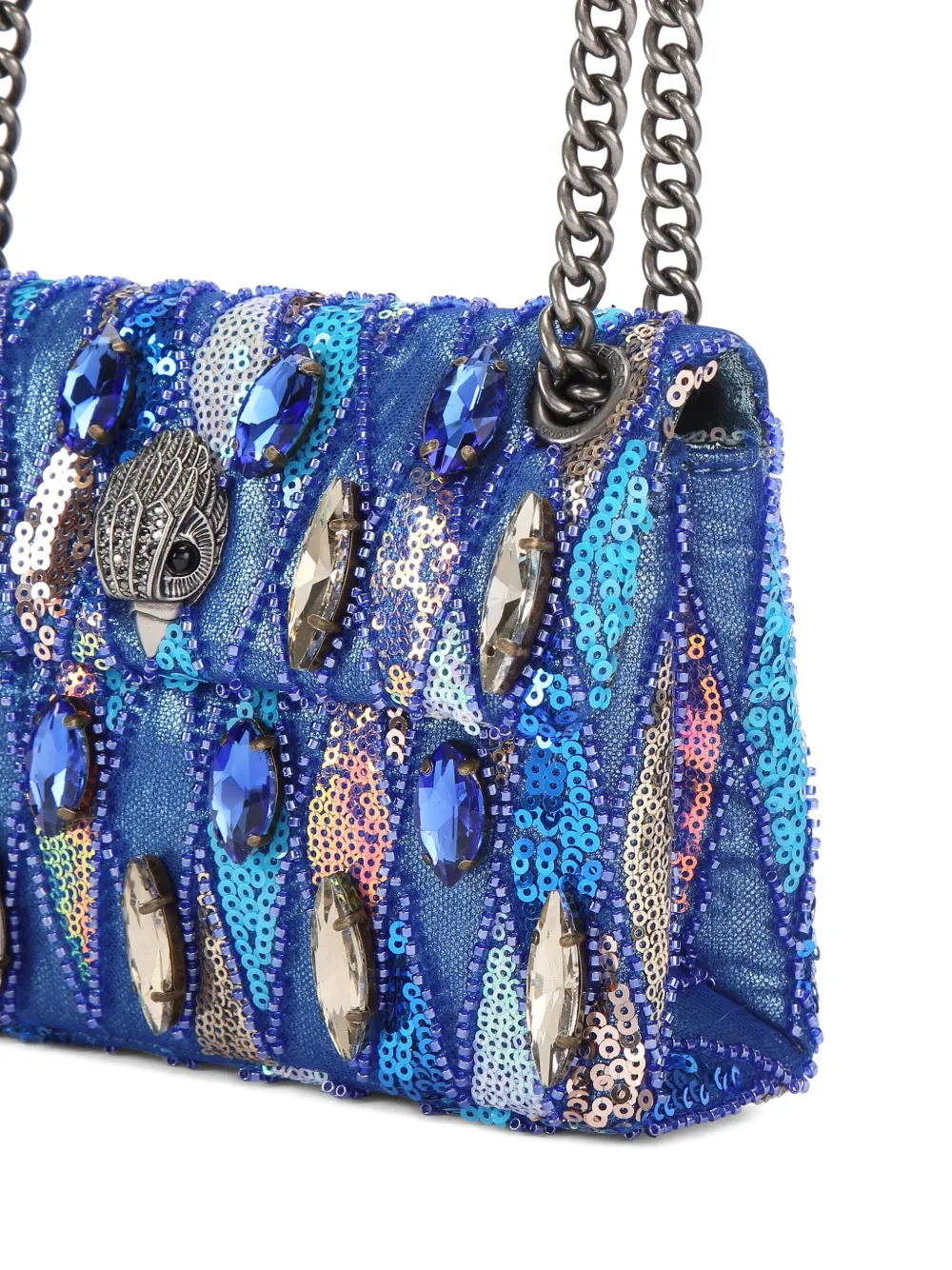 Kurt Geiger London Kensington mini-crossbodytas met kristallen Blauw