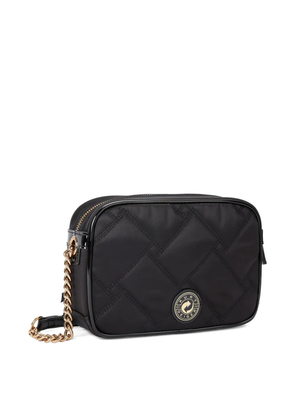 Kurt Geiger London Hoxton kleine gewatteerde camera crossbodytas - Zwart