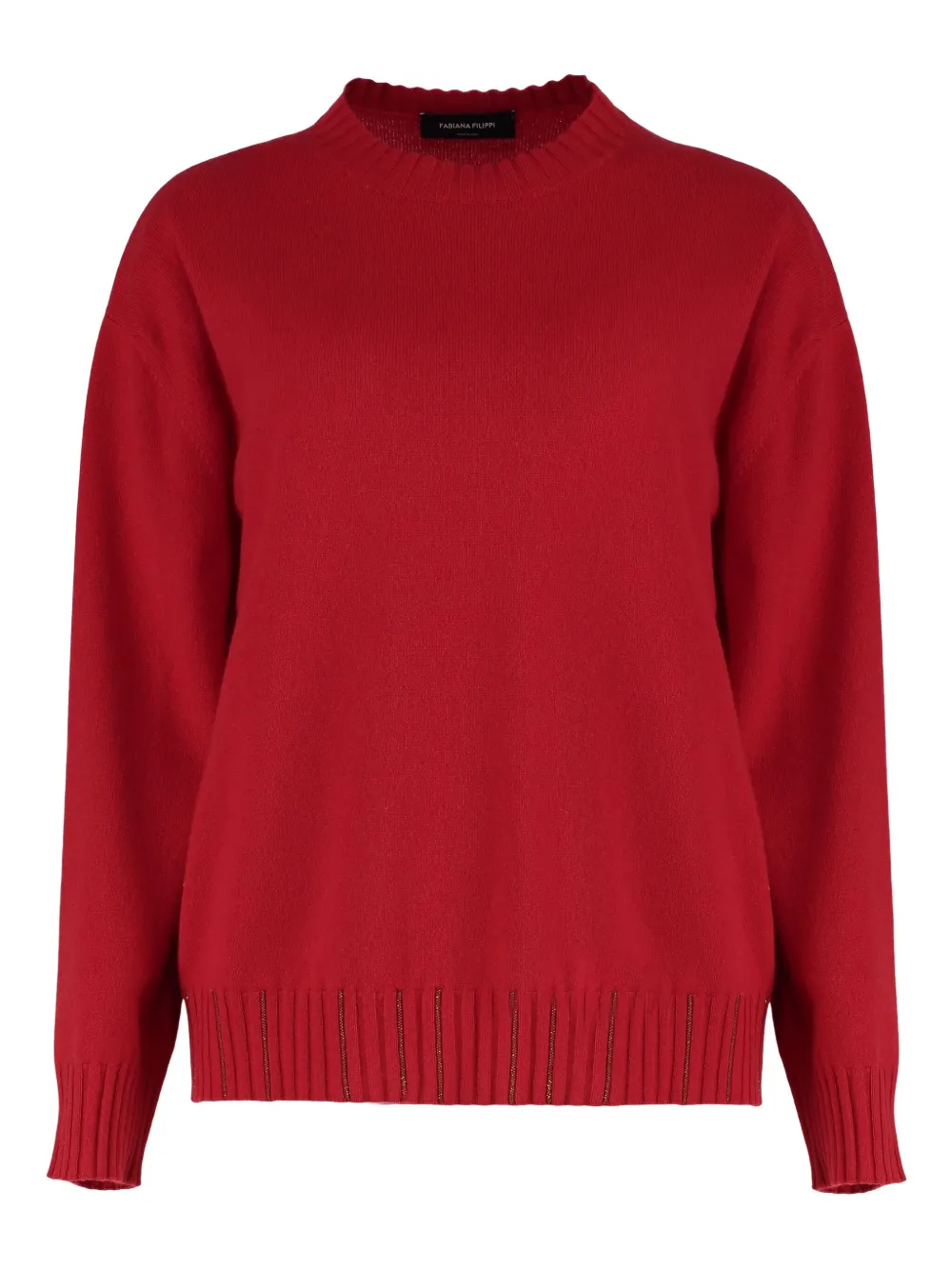 Fabiana Filippi Embellished Wool Cashmere Sweater In Burgundy