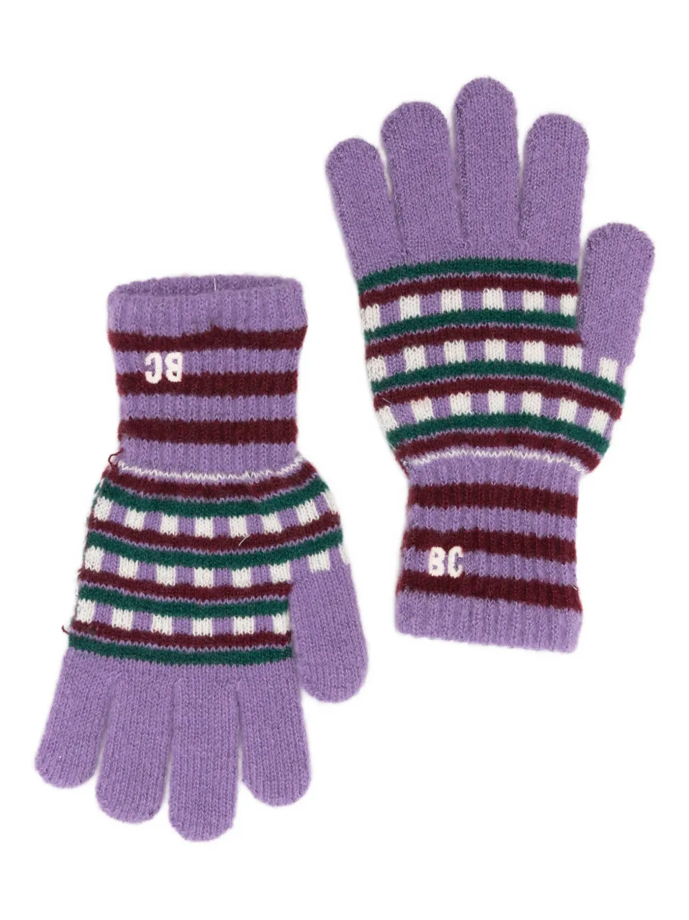 Bobo Choses striped knitted gloves | Purple | Image 1