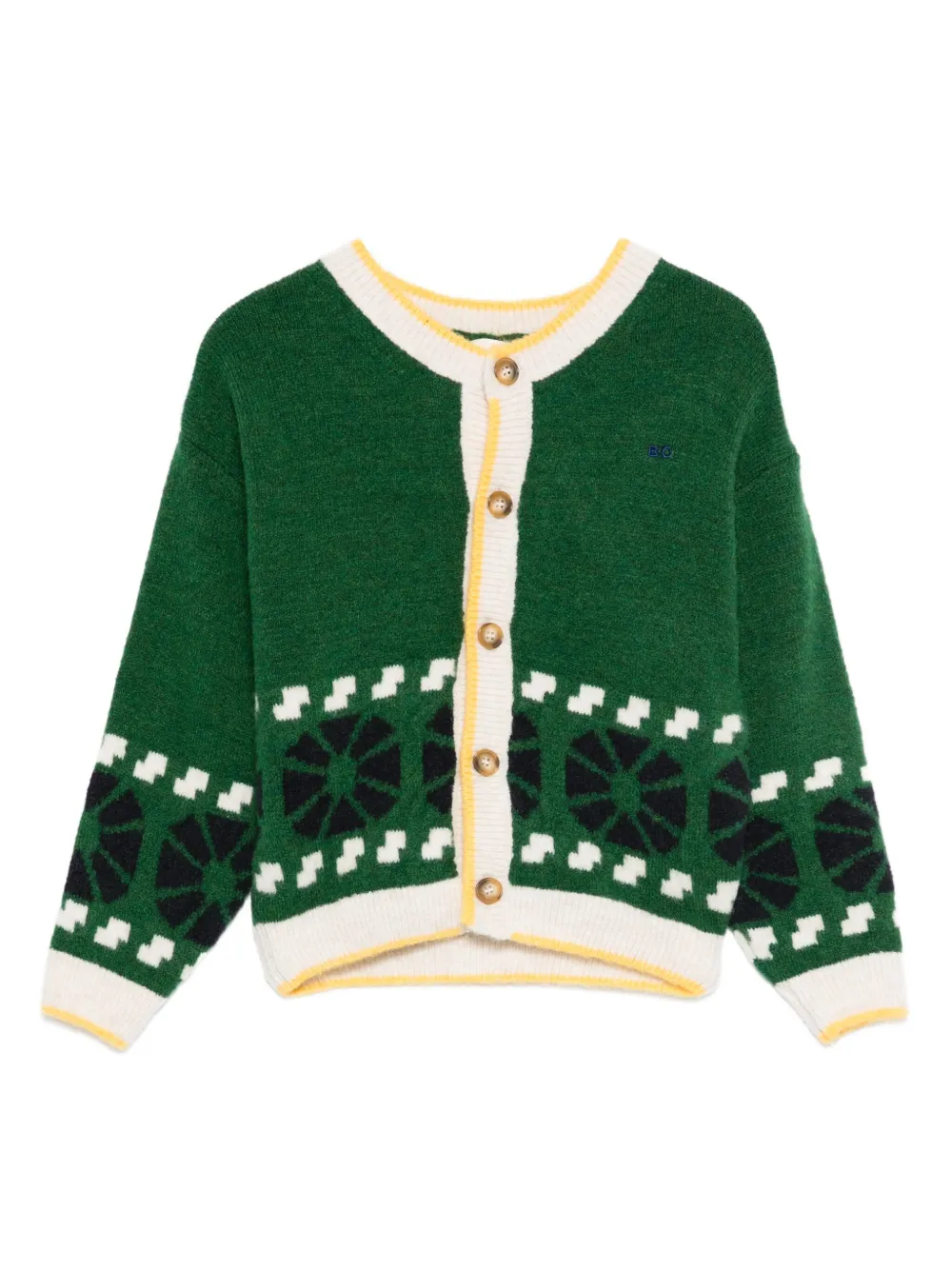 Bobo Choses Geometric-pattern Cardigan In Green