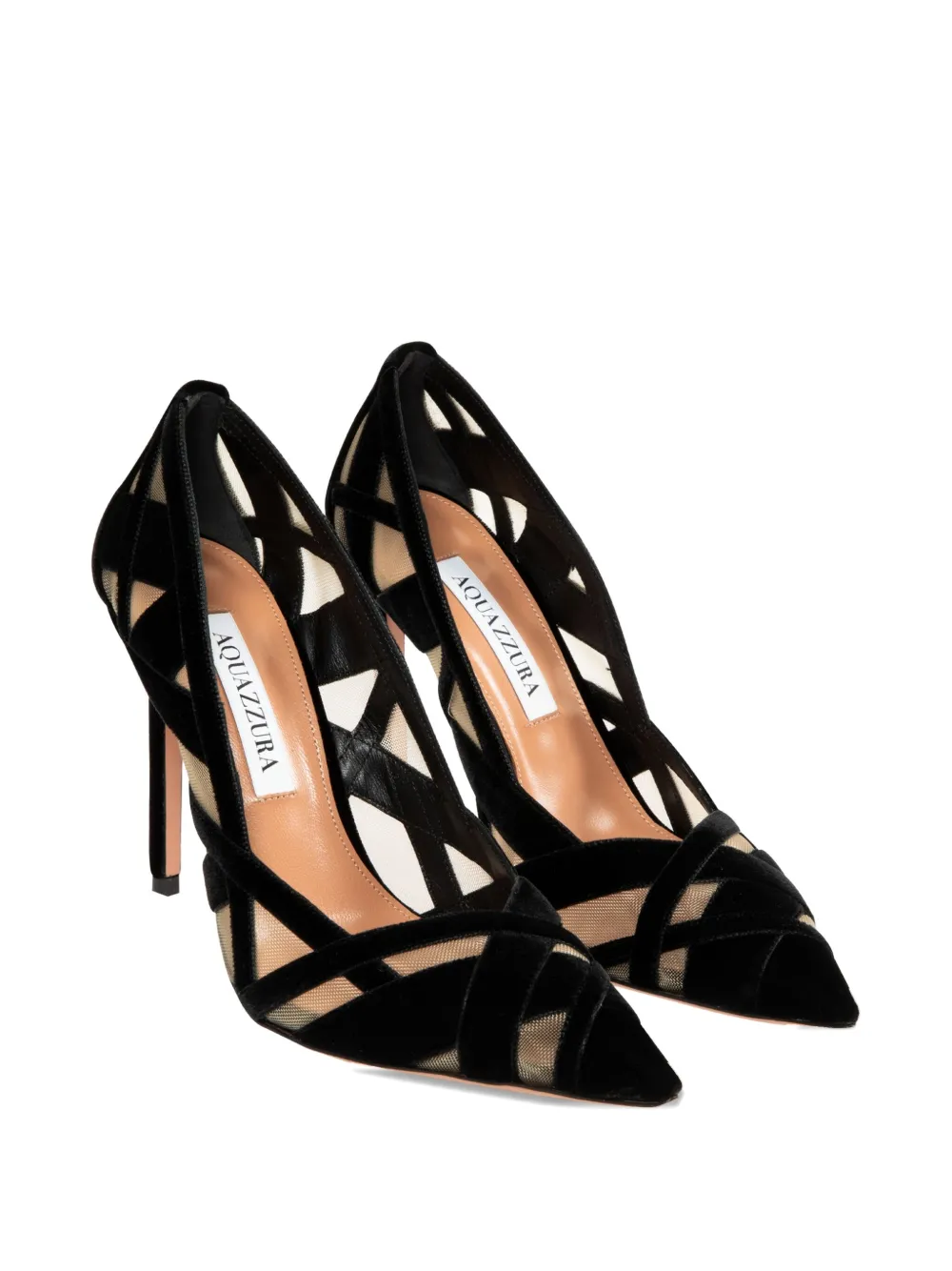 Aquazzura 105mm Velvet-mesh Pumps In Multi