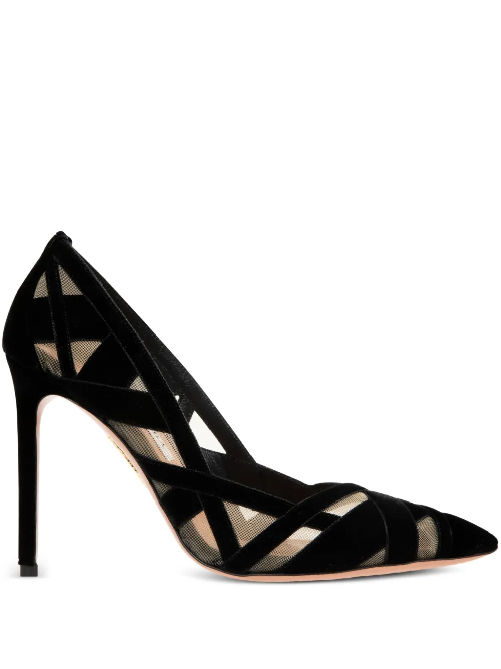 Aquazzura 105mm velvet-mesh pumps Black