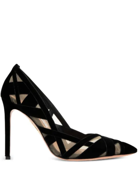 Aquazzura 105mm velvet-mesh pumps