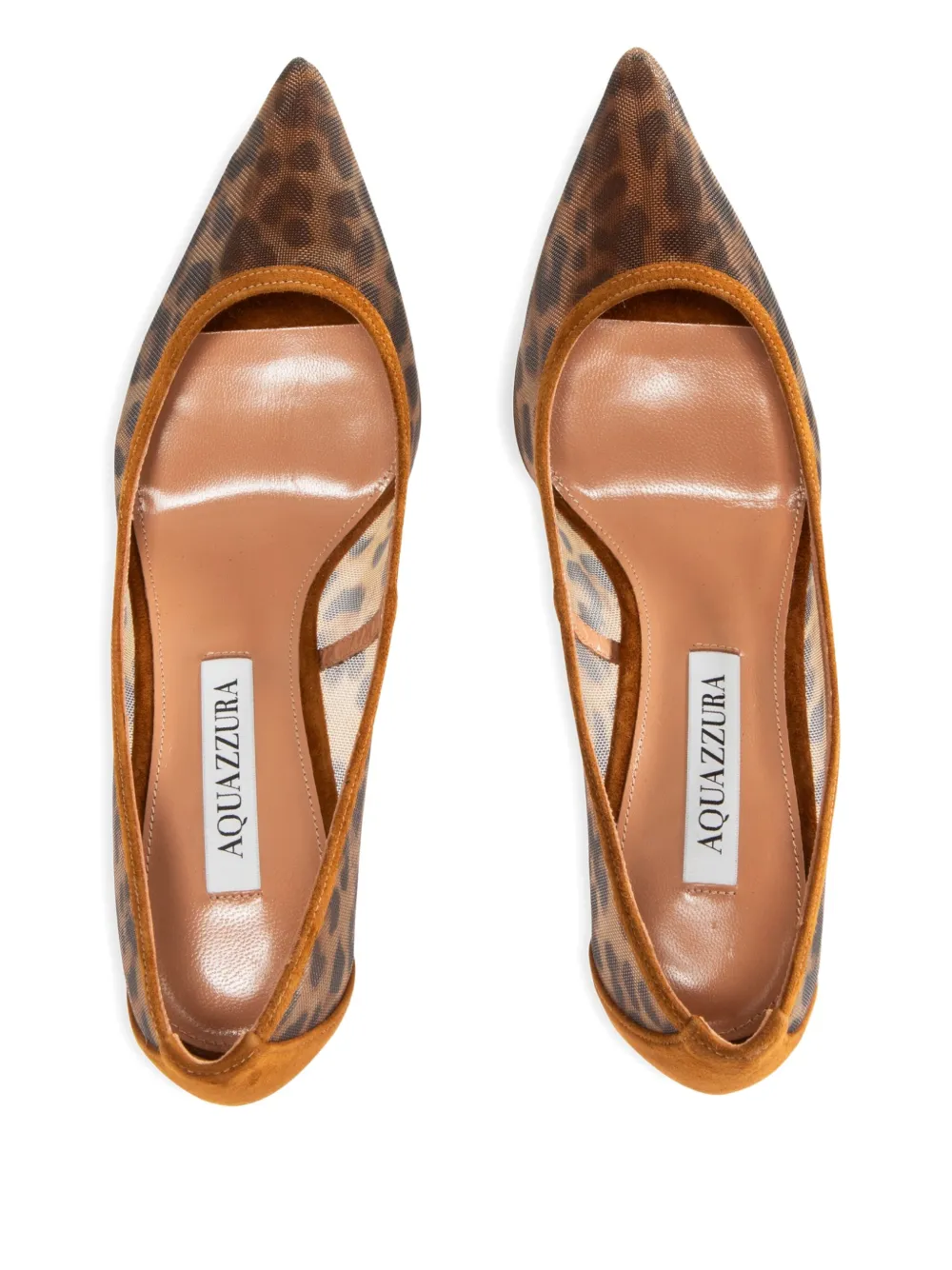 Aquazzura 85mm leopard-print mesh pumps Brown