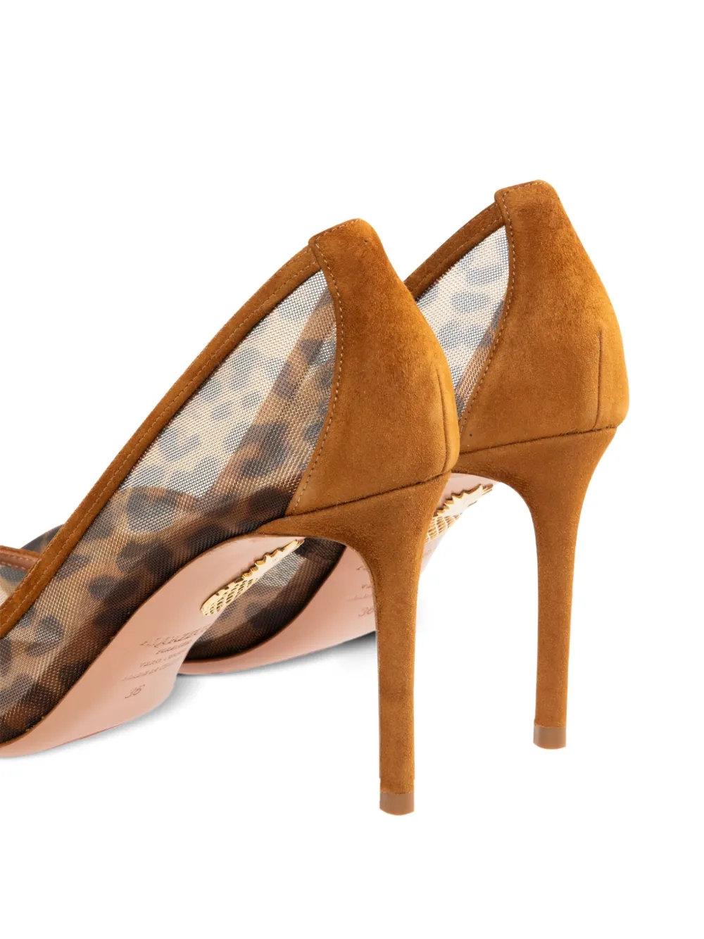 Aquazzura 85mm leopard-print mesh pumps Brown