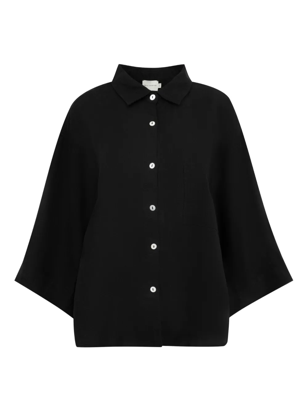 Deiji Studios Button-front Wide-sleeve Shirt And Shorts Set In Black