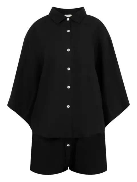 Deiji Studios button-front wide-sleeve shirt and shorts set