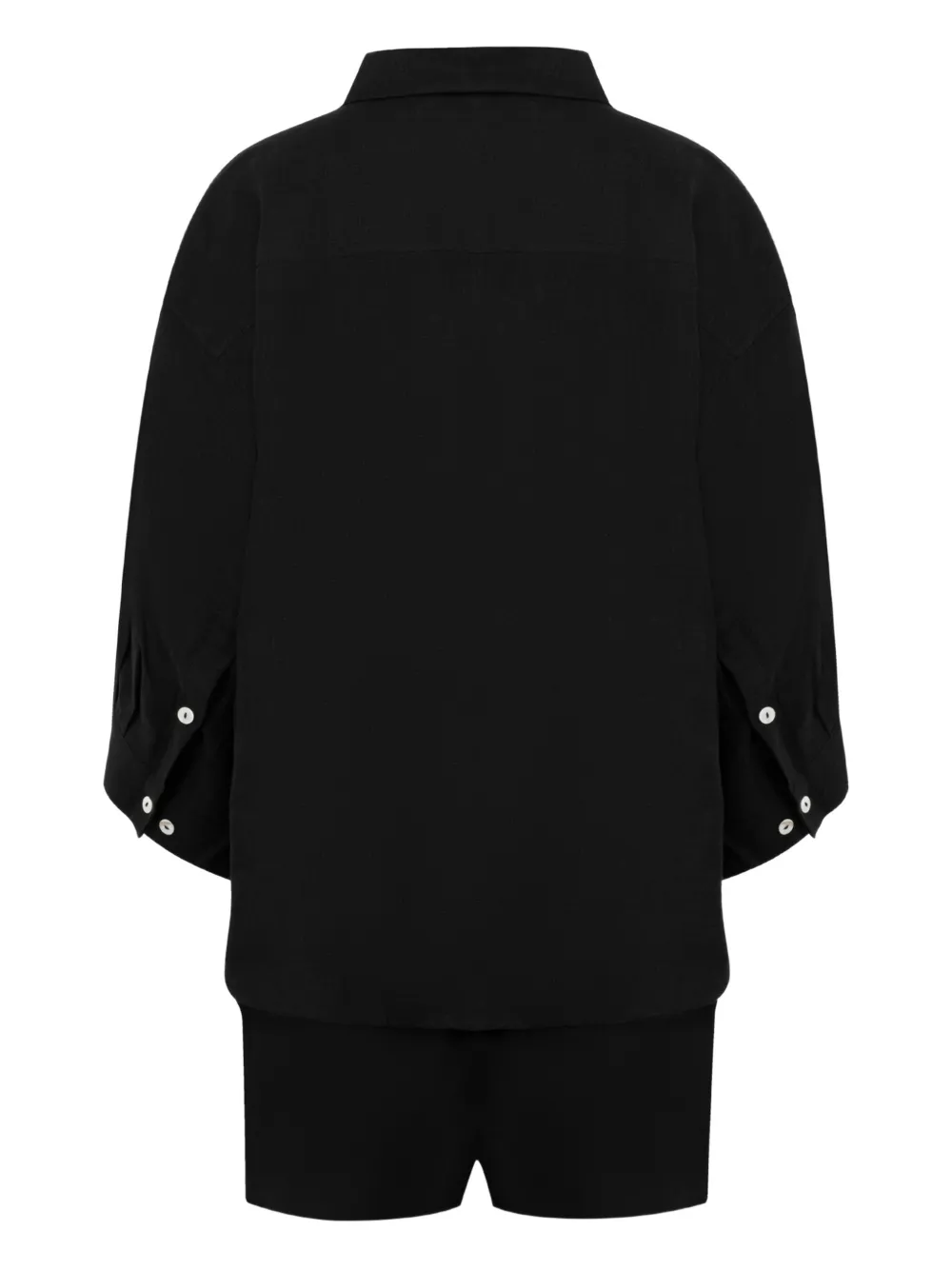 Deiji Studios button-front wide-sleeve shirt and shorts set - Zwart