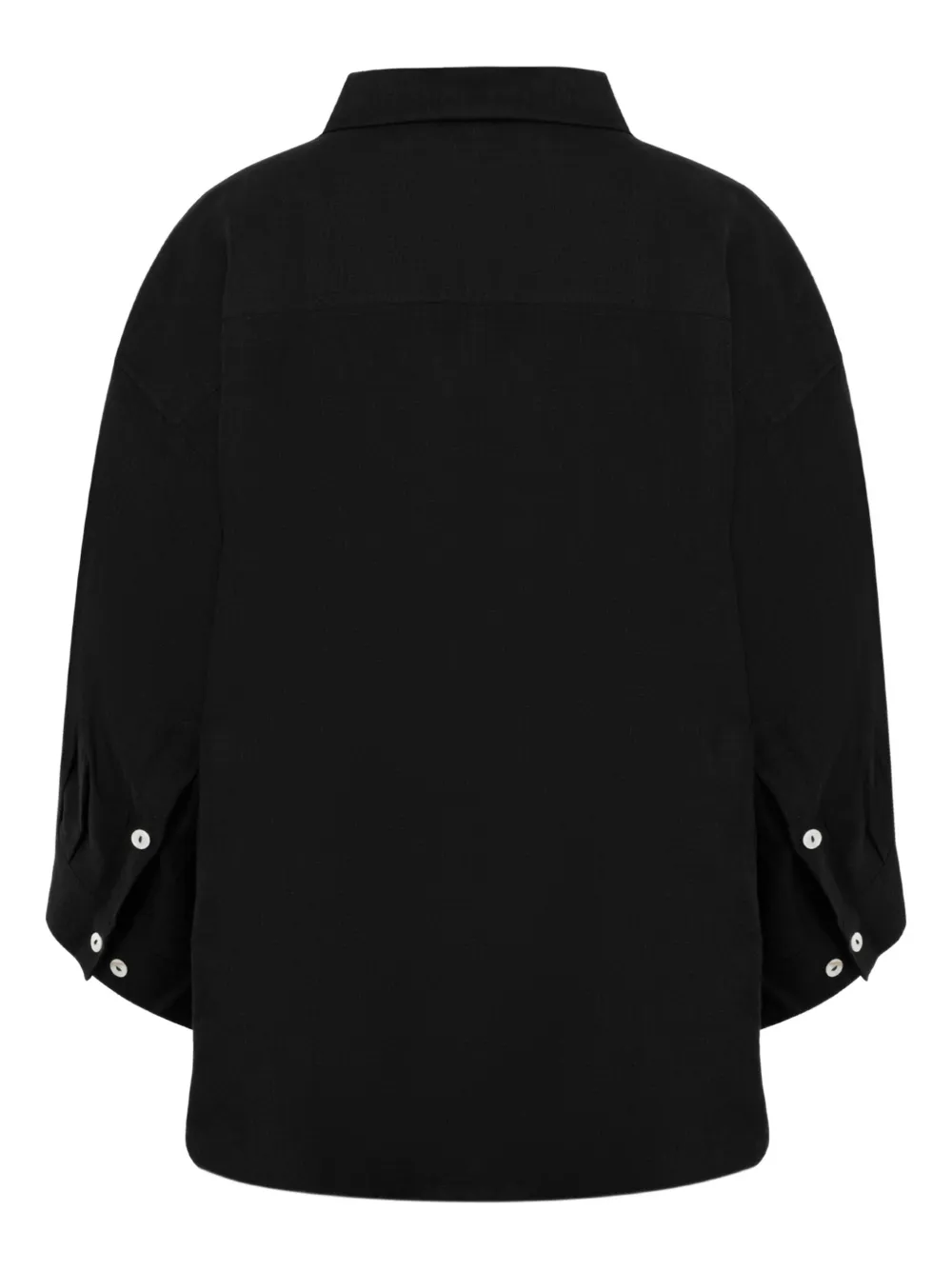 Deiji Studios Button-front Wide-sleeve Shirt And Shorts Set In Black