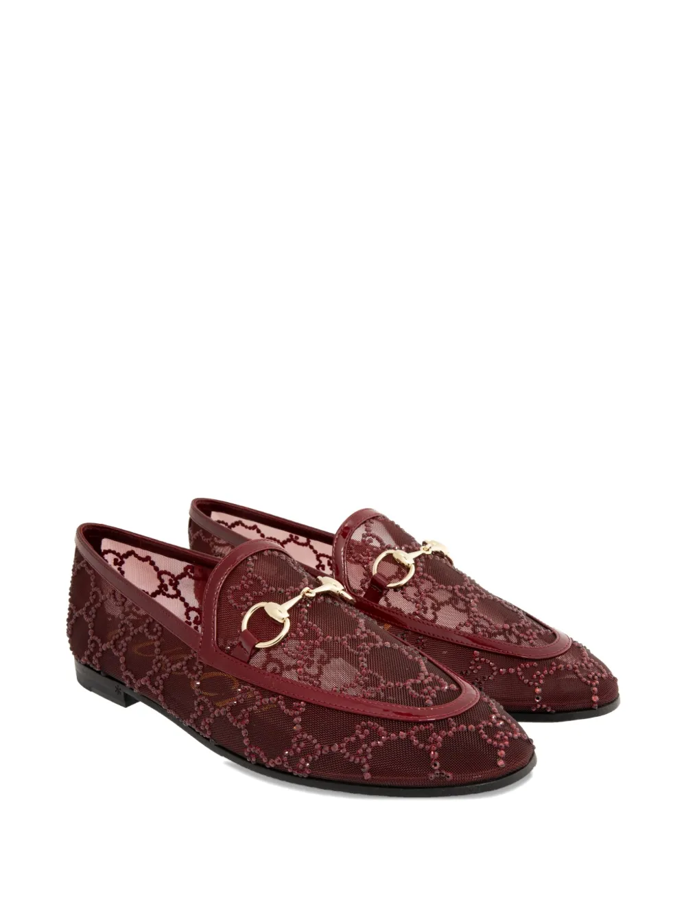 Gucci Crystal-embellished Horsebit Loafers In Red