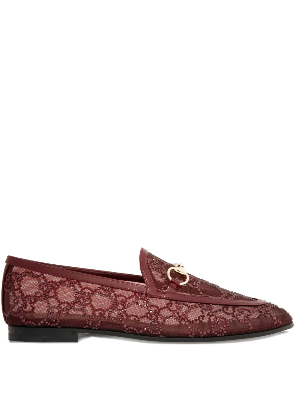 Gucci Crystal-embellished Horsebit Loafers In Red