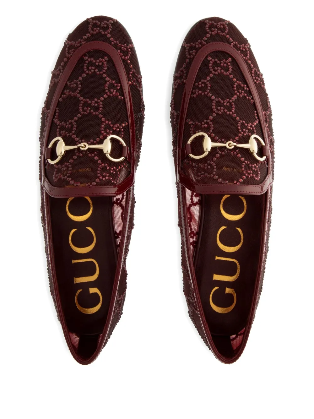 Gucci Crystal-embellished Horsebit Loafers In Red