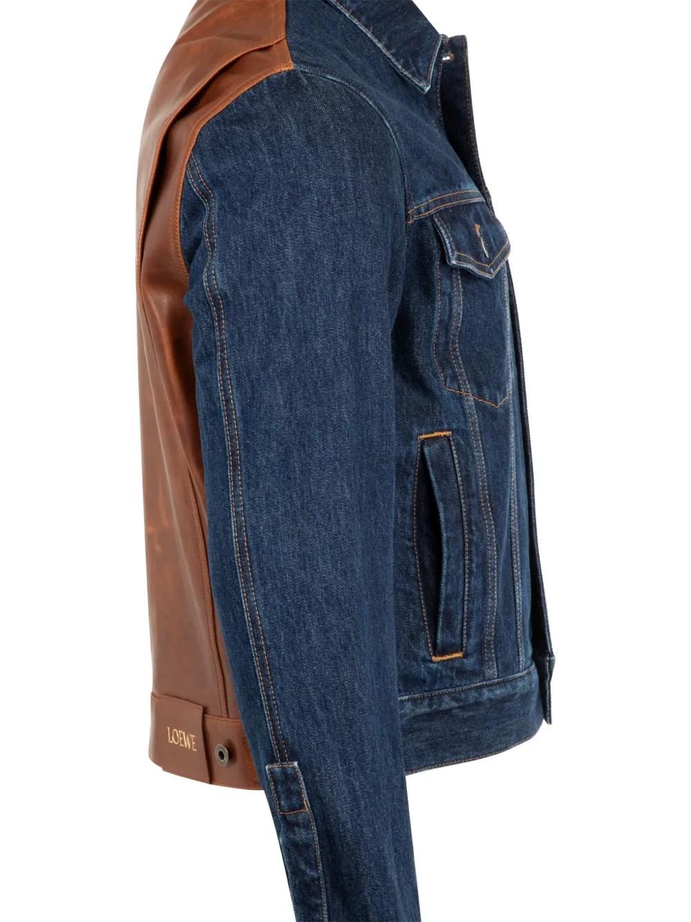 LOEWE Hybrid denim jack met leren vlak Blauw
