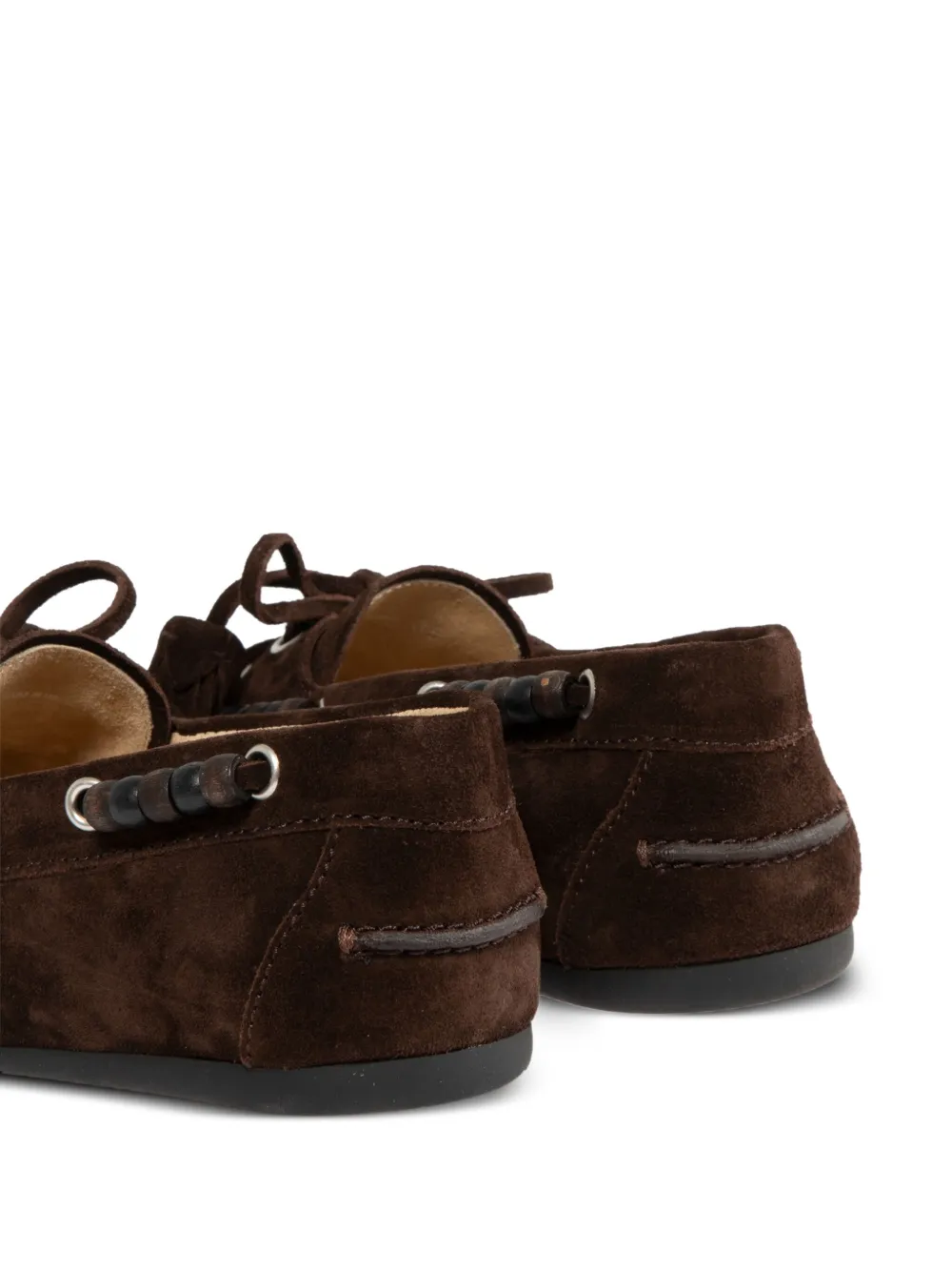 Miu beaded tassel loafers Brown