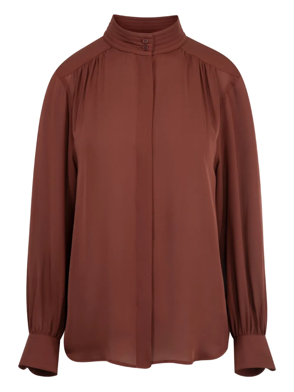 Nili Lotan Revi high-neck gathered blouse | Red | Image 1