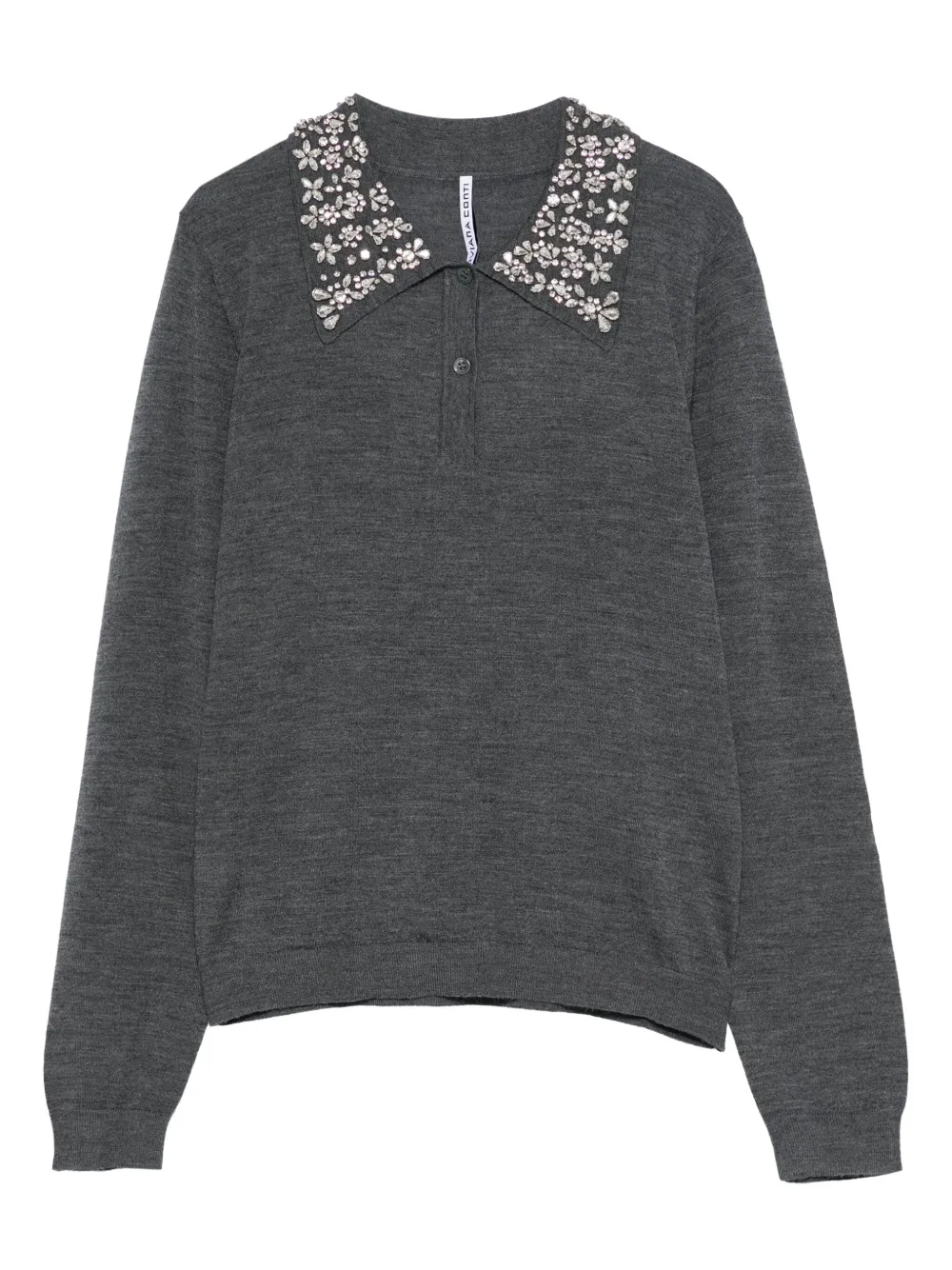 Liviana Conti embellished-collar polo-neck sweater | Grey | Image 1