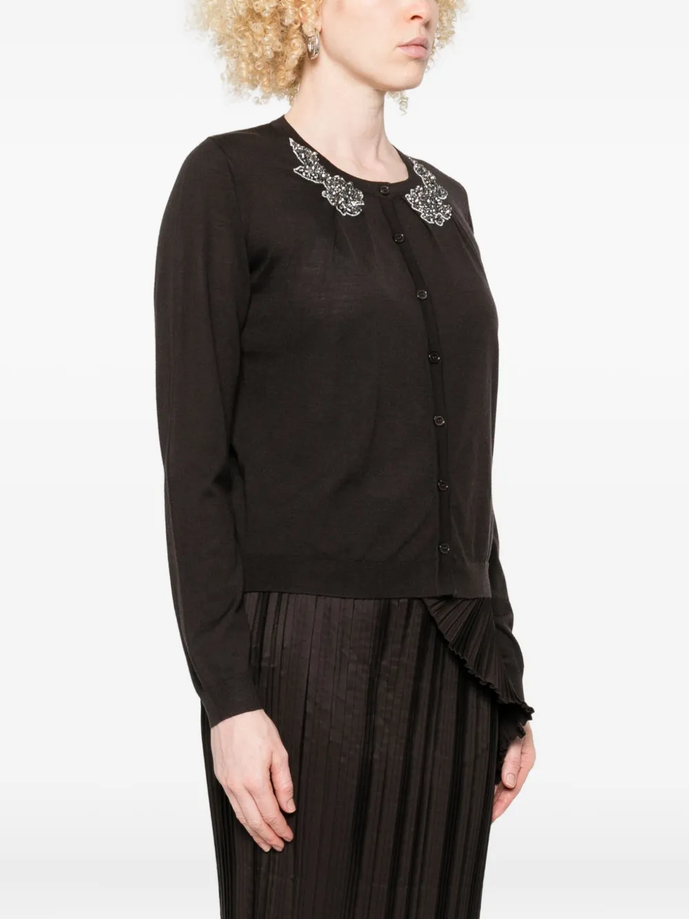 Liviana Conti Vest met verfraaide kraag Bruin
