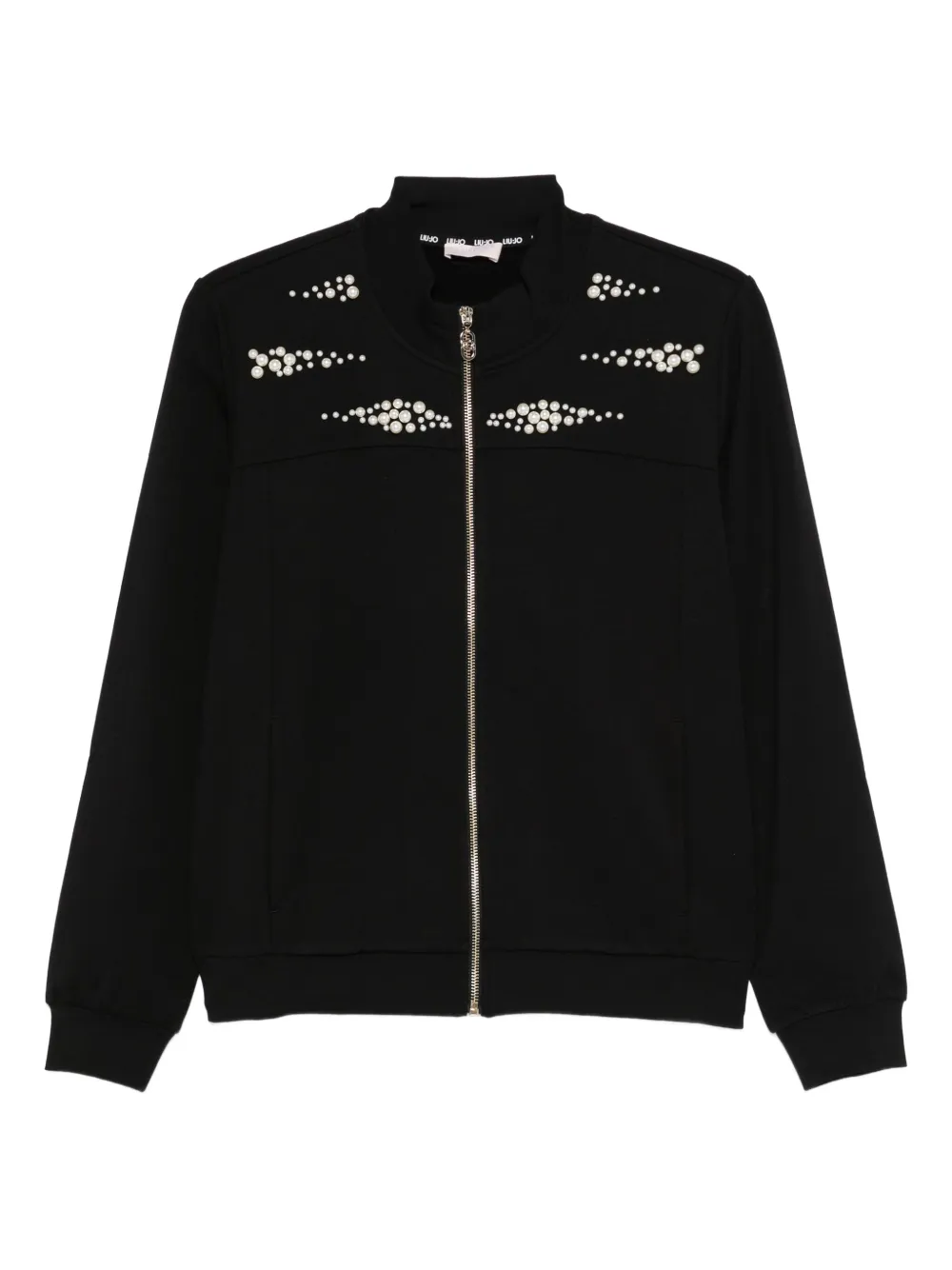 LIU JO pearl-embellished zip-front jacket | Black | Image 1