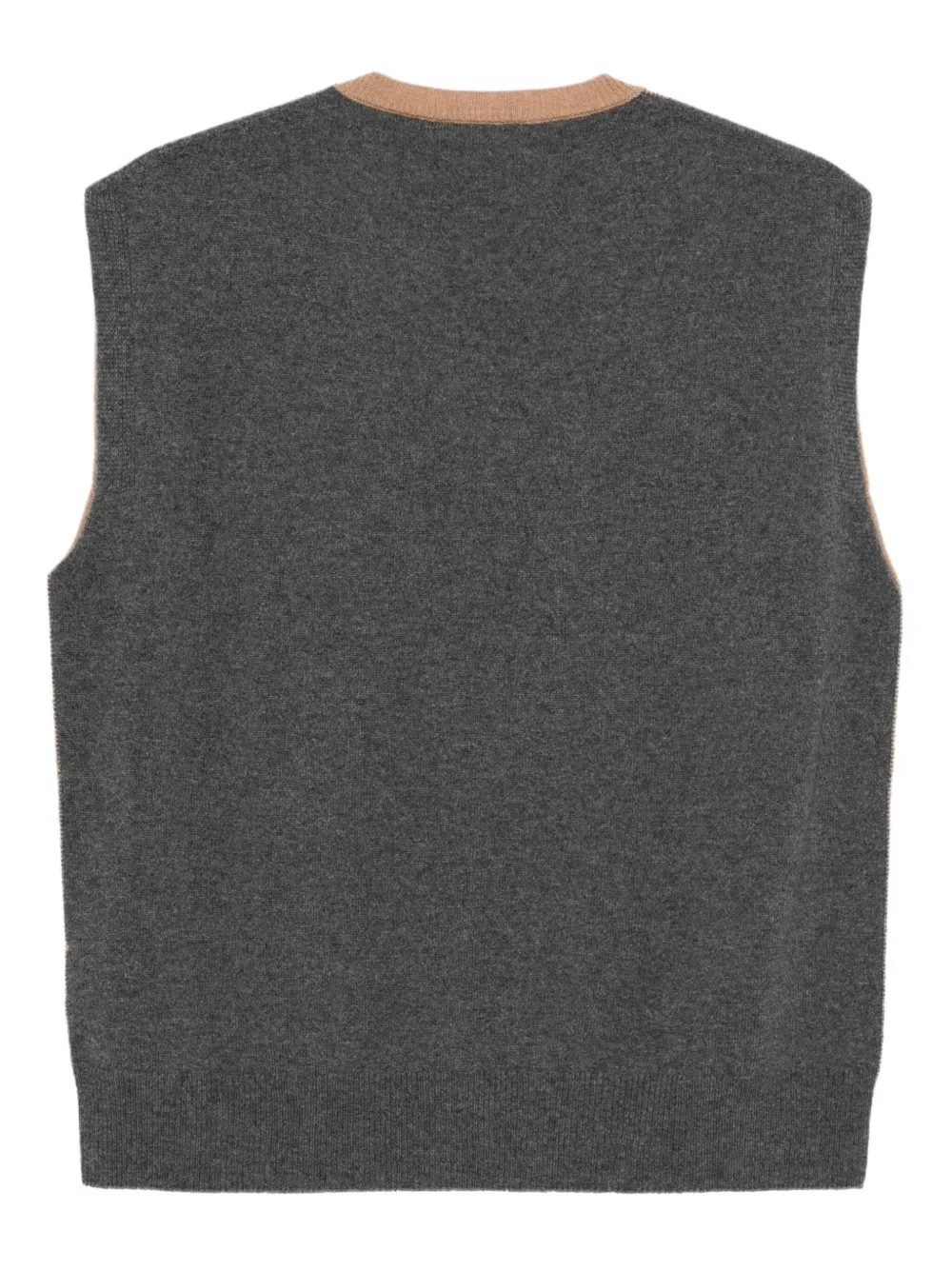Semicouture V-neck Cashmere Knitted Vest In Brown