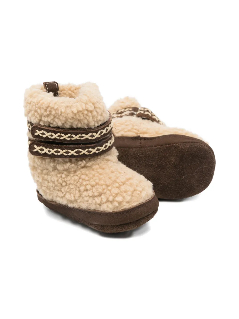 Donsje Cross-stitch Sheepskin Boots In Neutral
