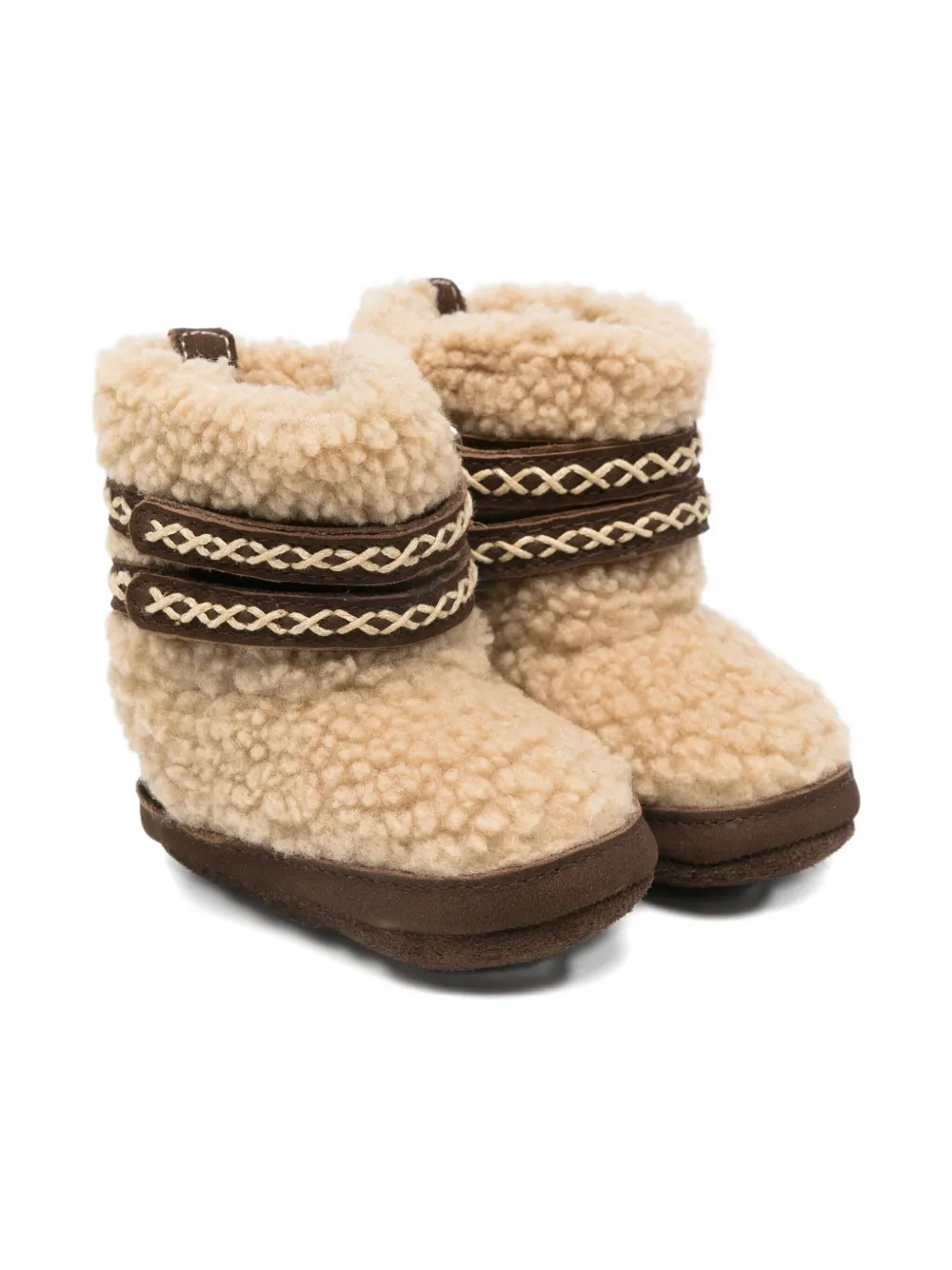 Donsje Babies' Cross-stitch Sheepskin Boots In Neutral