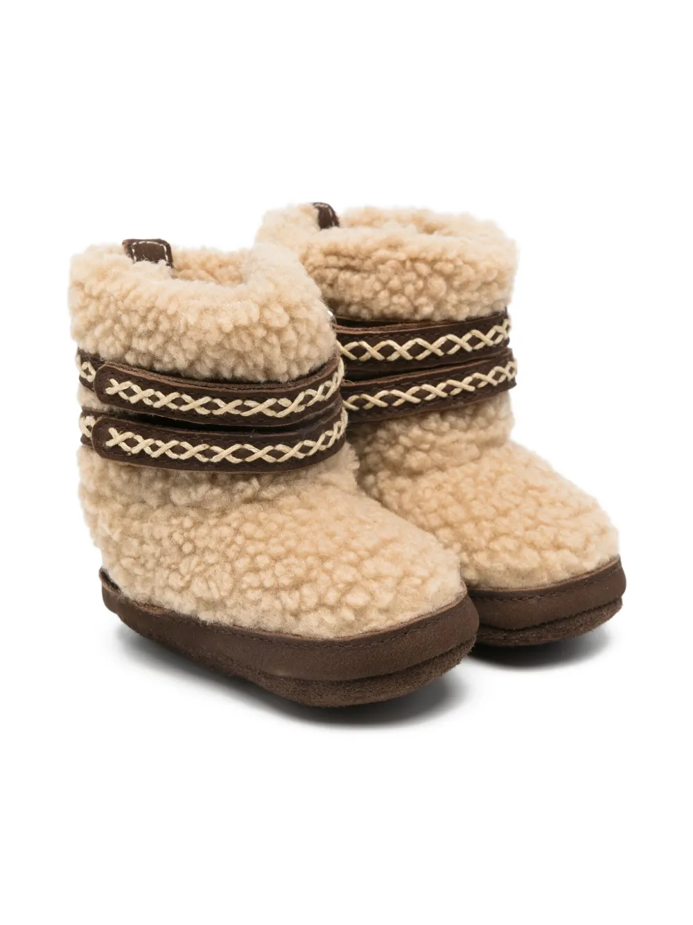 Donsje cross-stitch sheepskin boots Neutrals