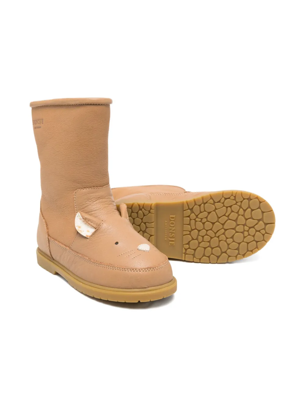 Donsje mouse-face leather boots - Beige