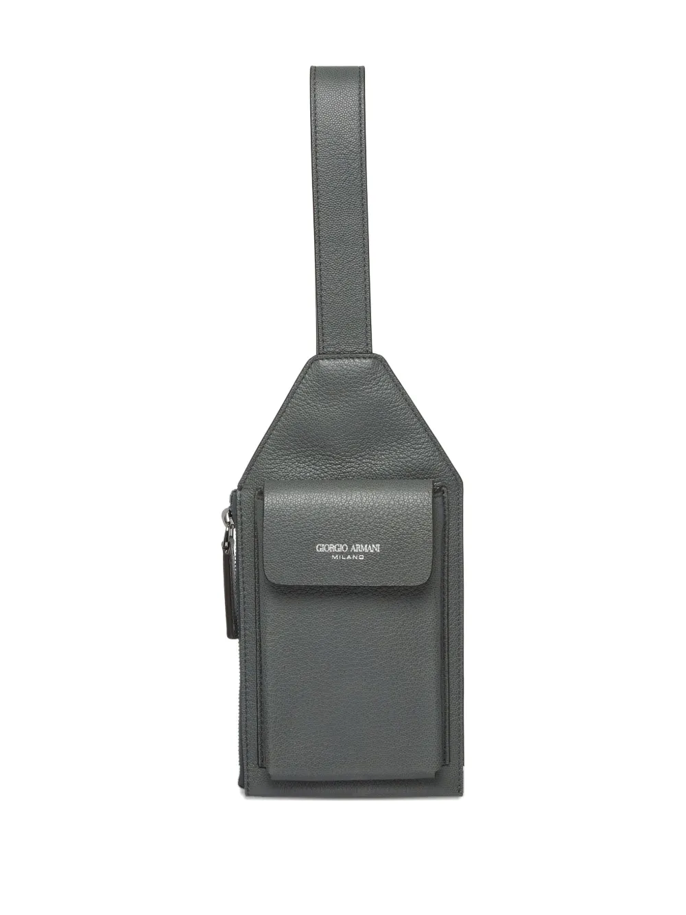Giorgio Armani leather messenger bag - Grijs