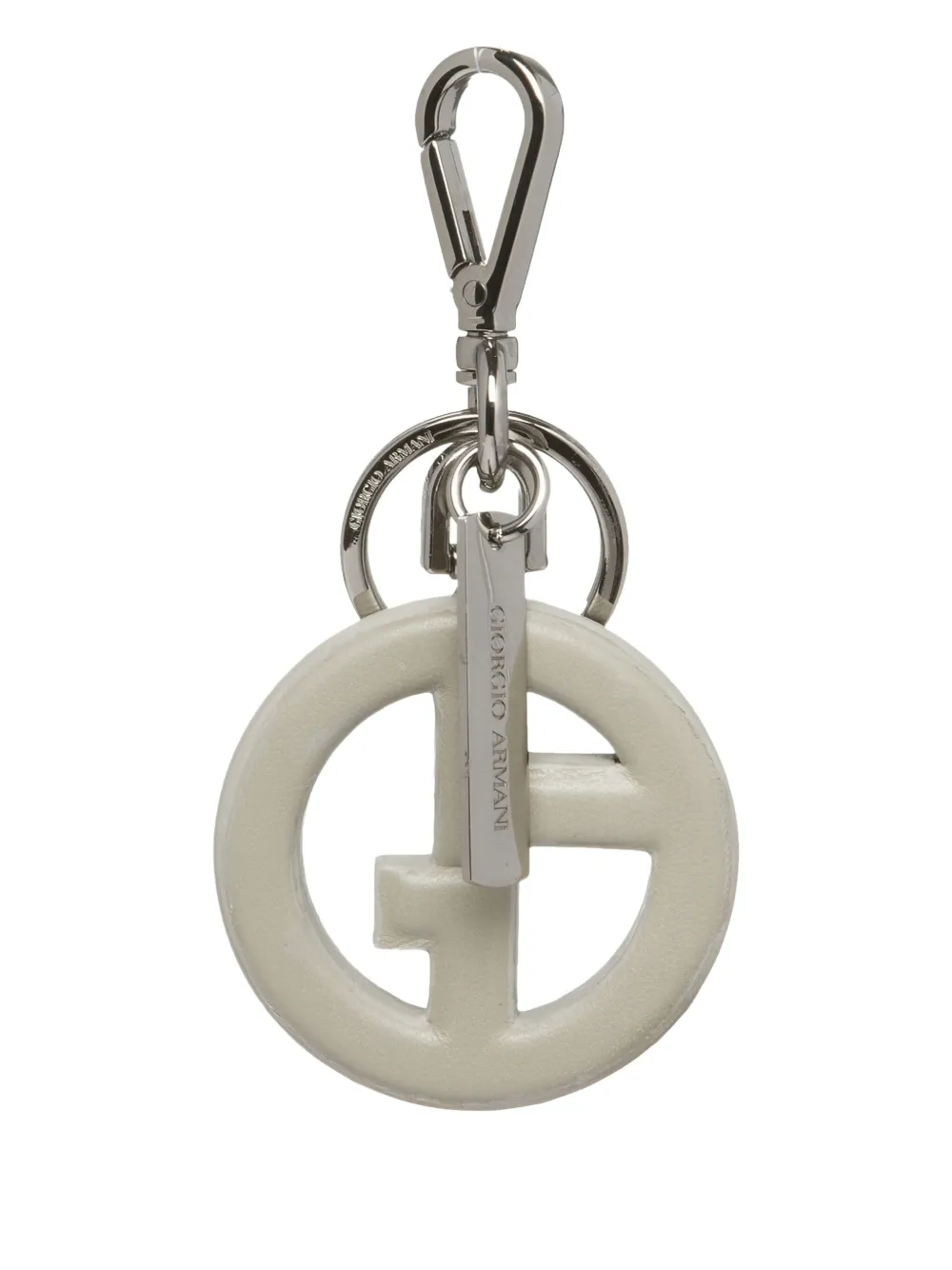 Giorgio Armani Logo-plaque Keyring In Gray