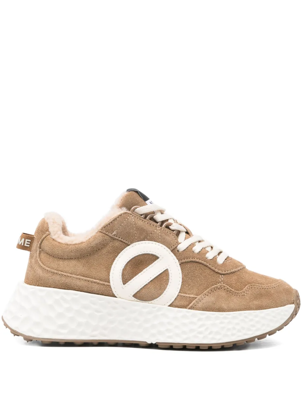 No Name Suède sneakers met rond logo Bruin