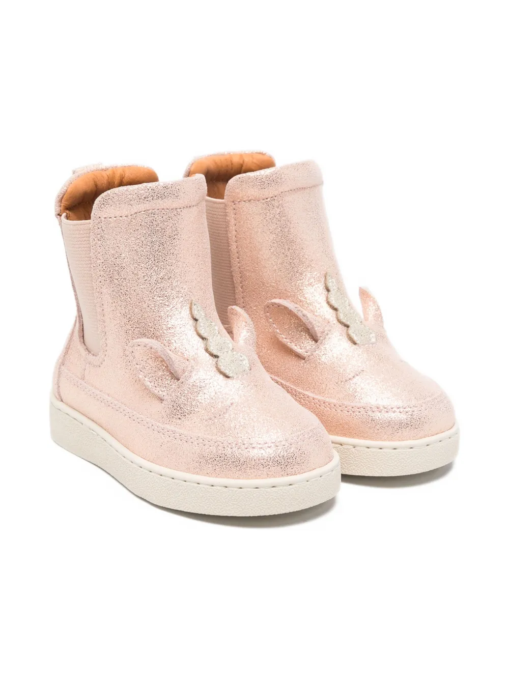 Donsje unicorn-appliqué leather boots Pink