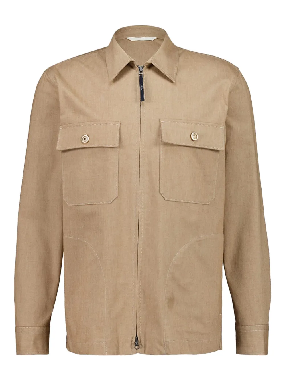 120% Lino zip-up cotton overshirt | Neutrals | Image 1