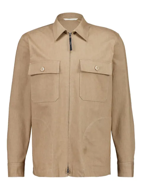 120% Lino zip-up cotton overshirt