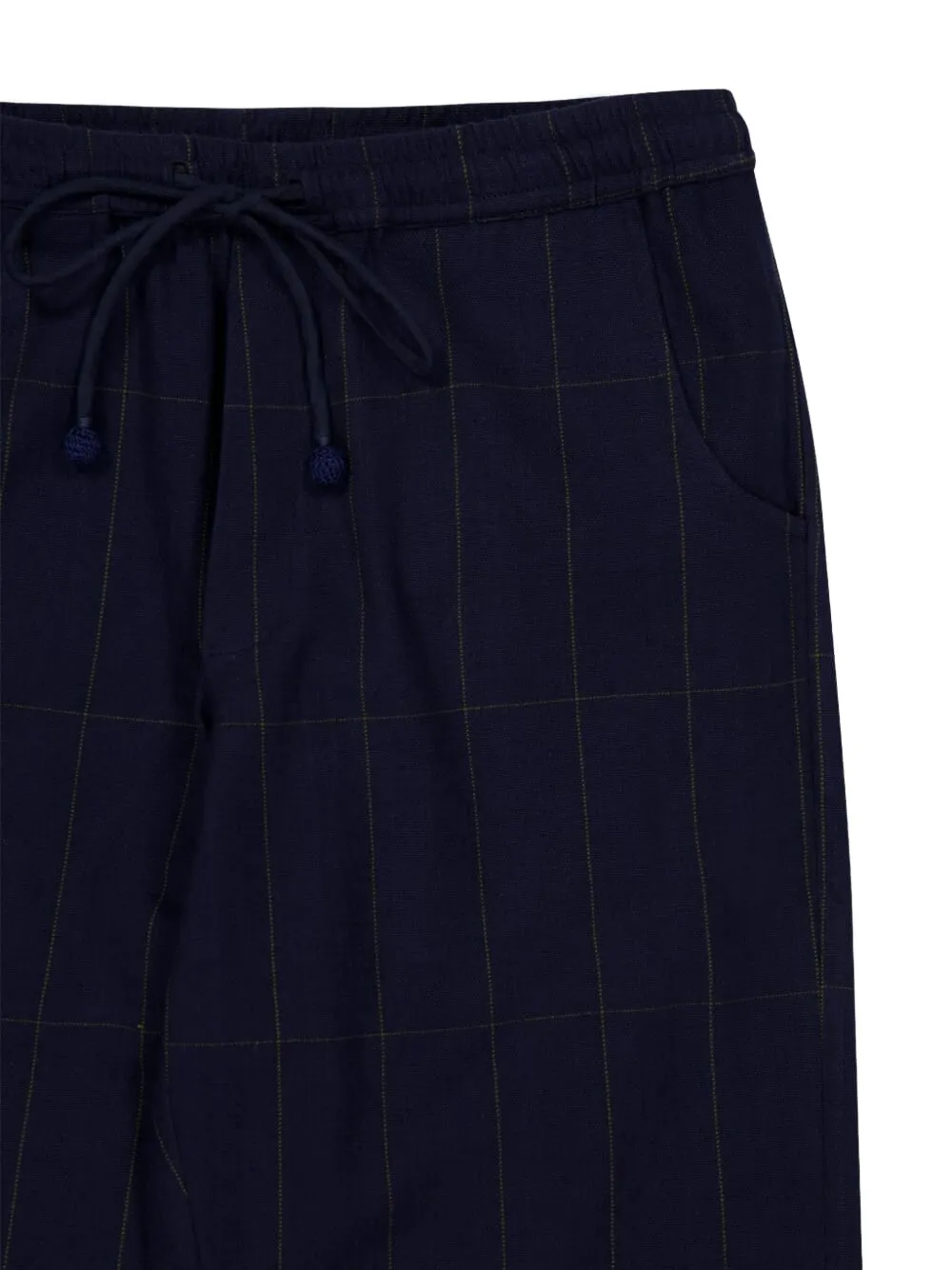 Baziszt Drawstring Checked Trousers In Blue