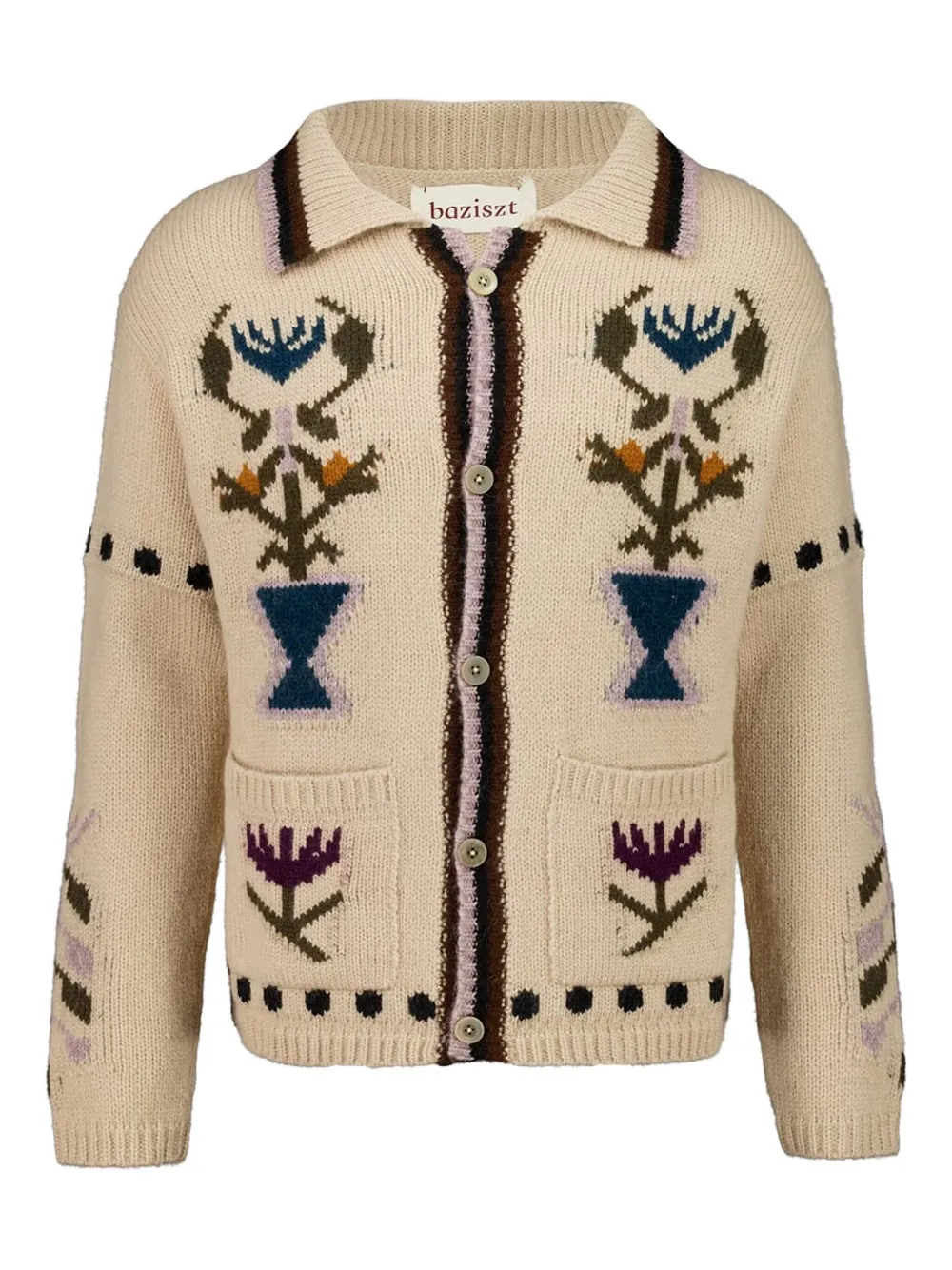 Baziszt Garden Floral Cardigan In Neutral