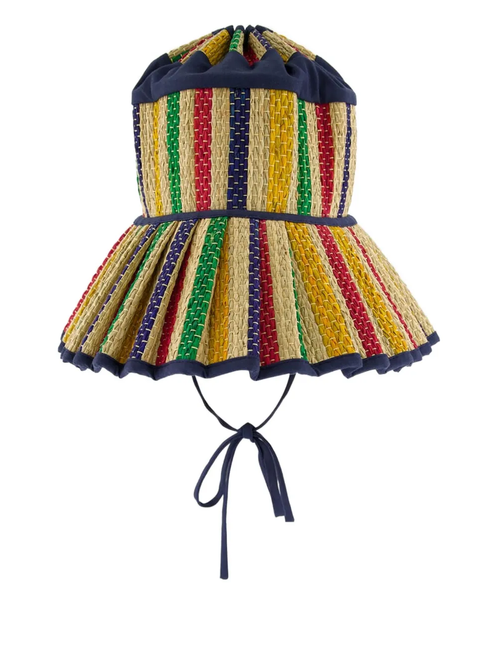 Lorna Murray striped pleated hat - Beige