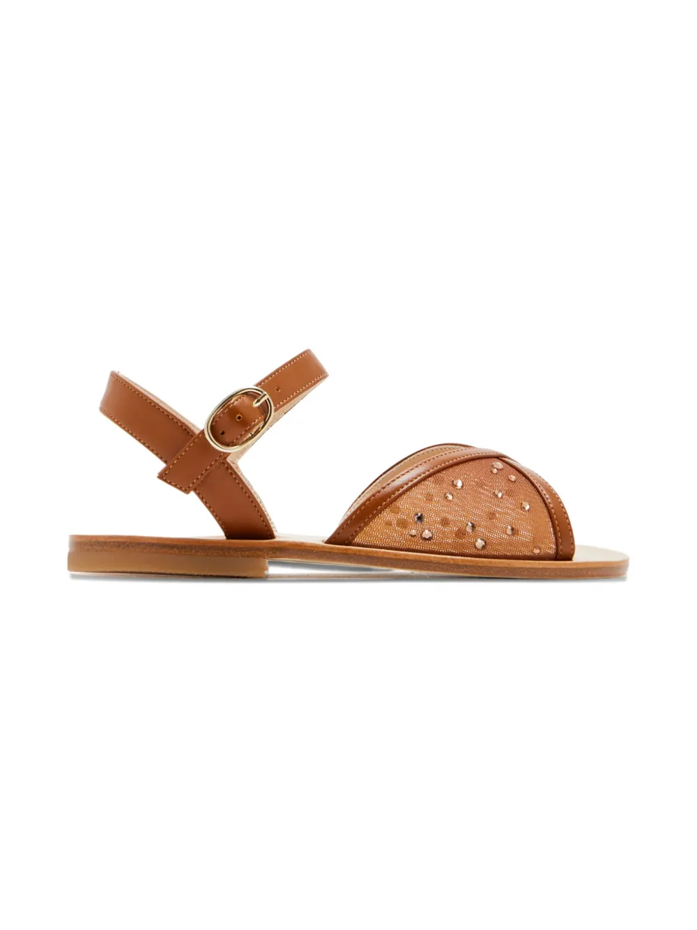 Andrea Wazen Katy crystal-embellished mesh sandals Brown