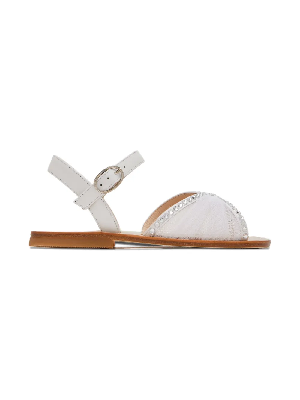 Andrea Wazen Katy crystal-embellished sandals White