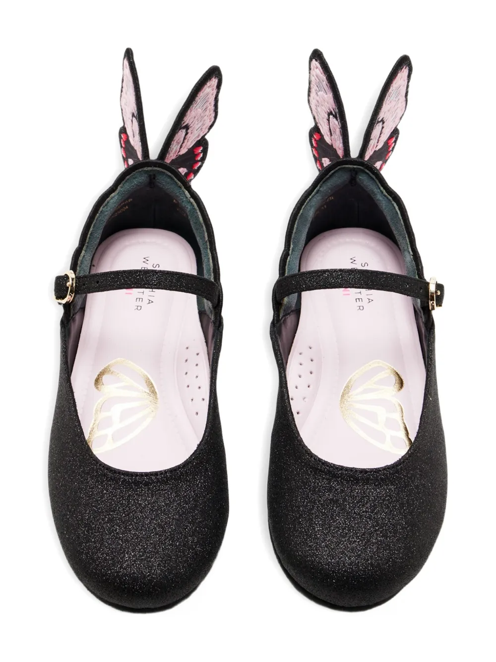 Sophia Webster butterfly-wing glitter ballet flats Black