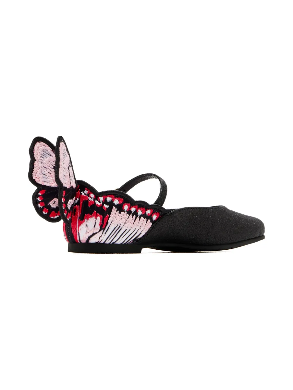 Sophia Webster butterfly-wing glitter ballet flats Black