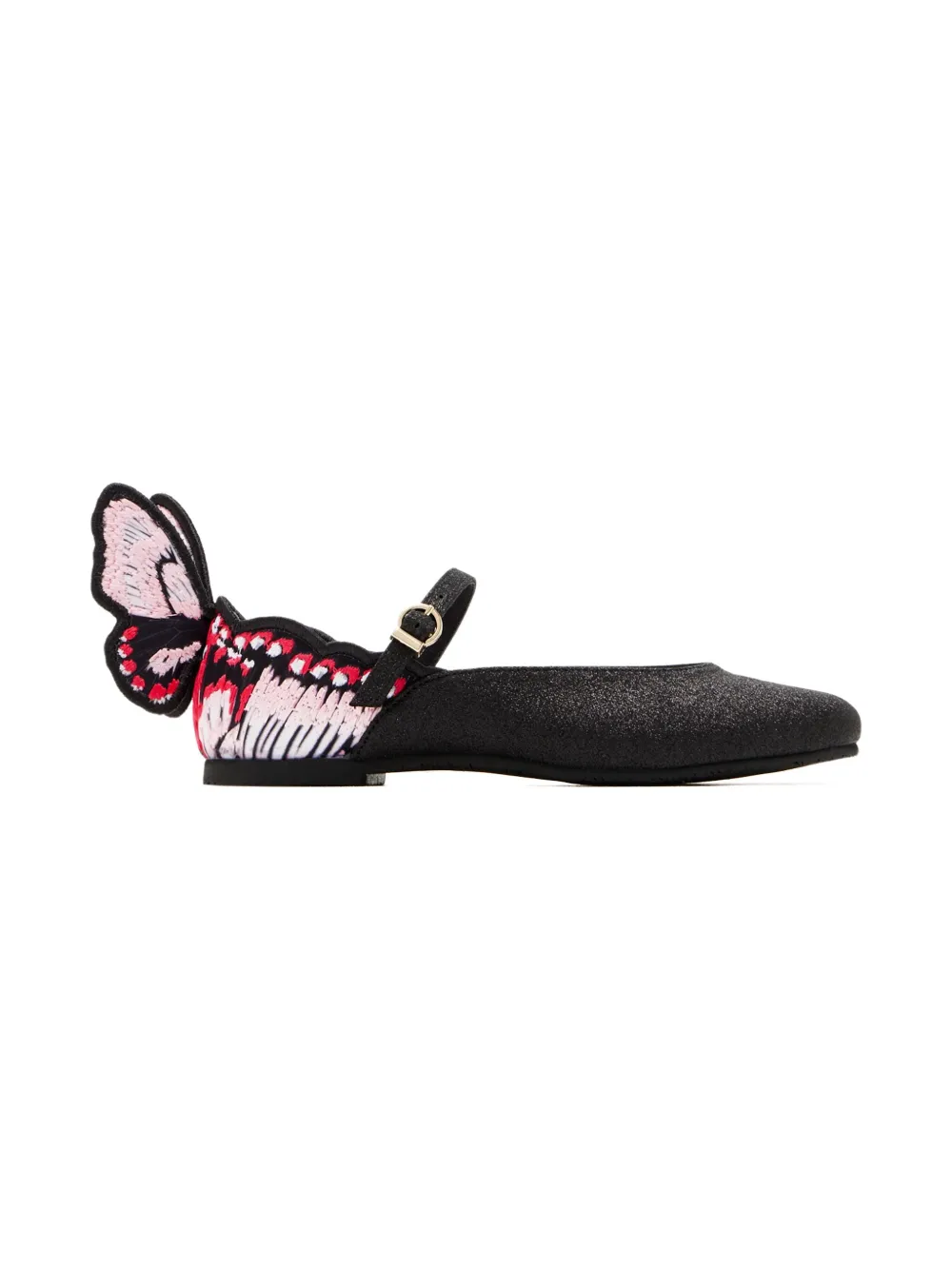 Sophia Webster butterfly-wing glitter ballet flats Black