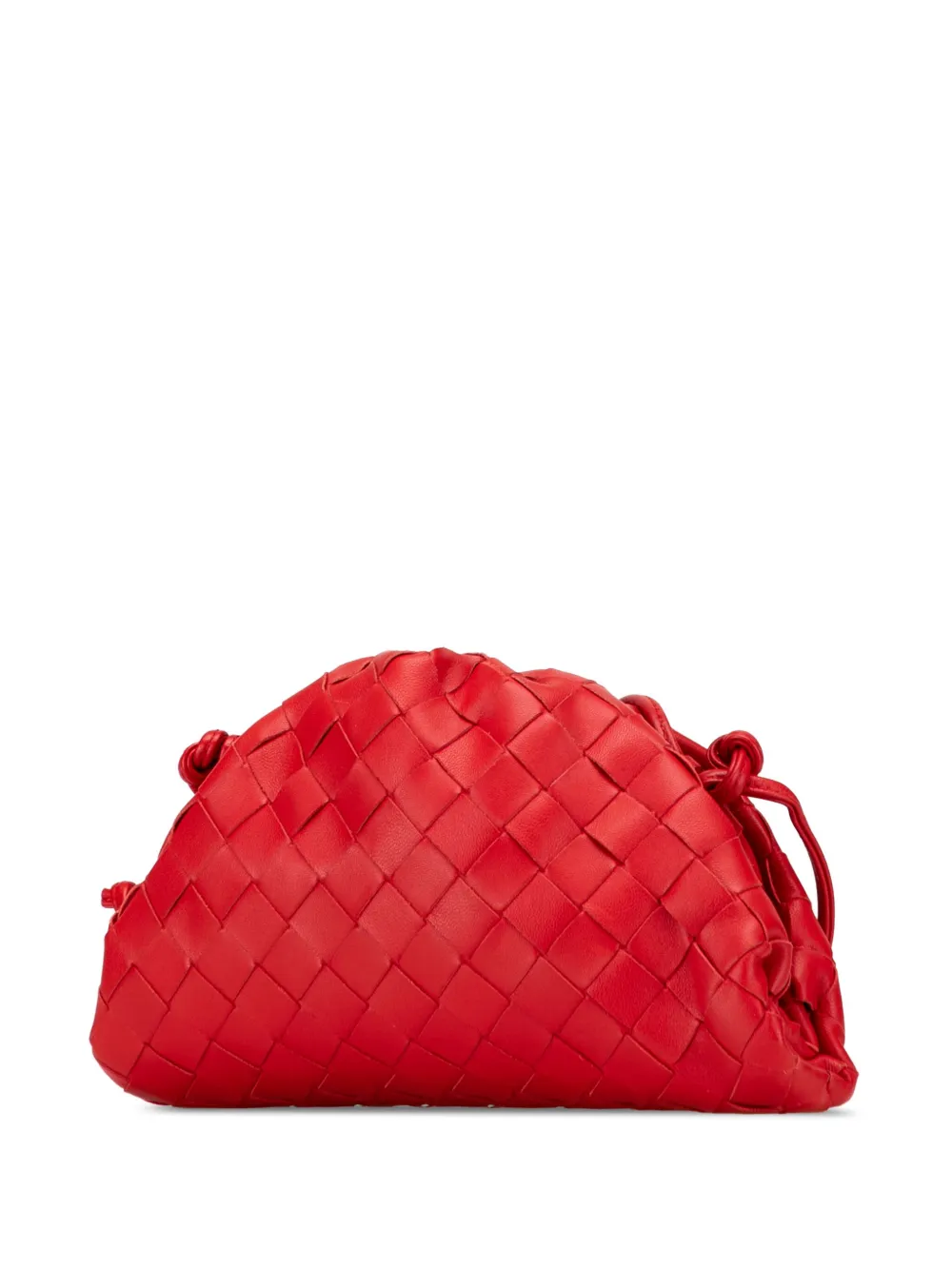 Pre-owned Bottega Veneta 2012-2025 Nappa Intrecciato The Mini Pouch Crossbody Bag In Red