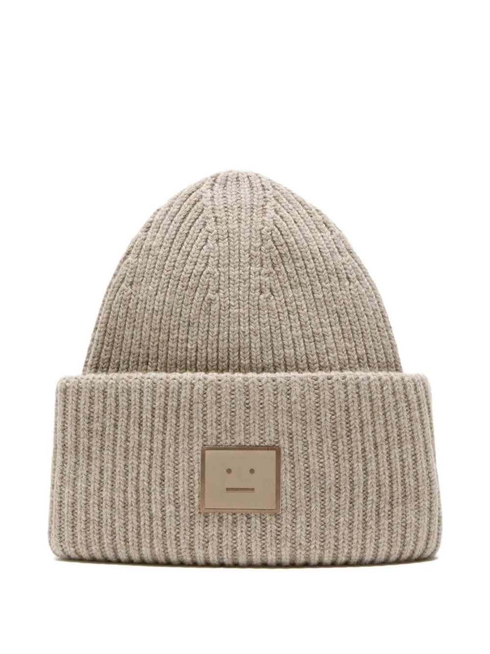 Acne Studios ribbed logo-patch beanie | Neutrals | Image 1