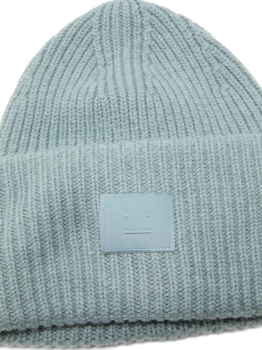 Acne Studios Ribbed Face-patch Beanie Hat In Blue