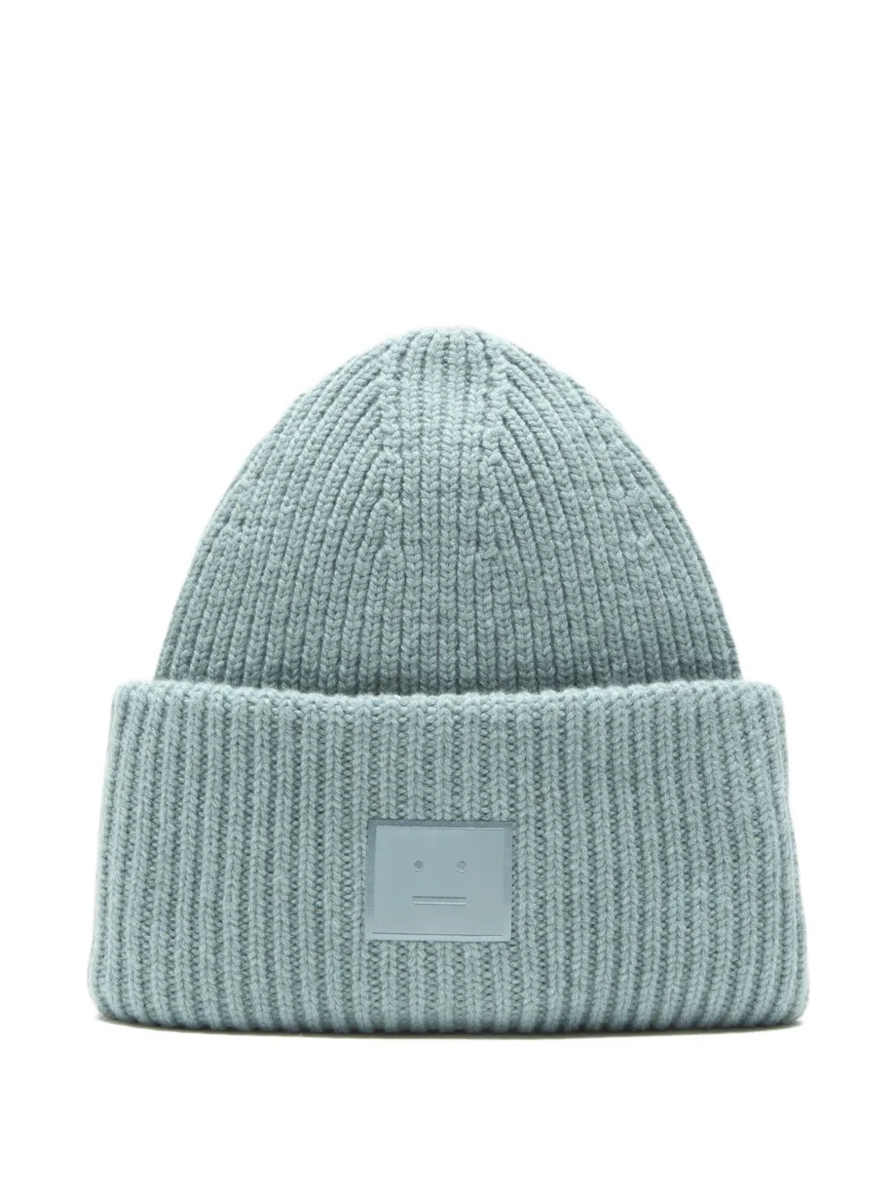Acne Studios Ribbed Face-patch Beanie Hat In Blue